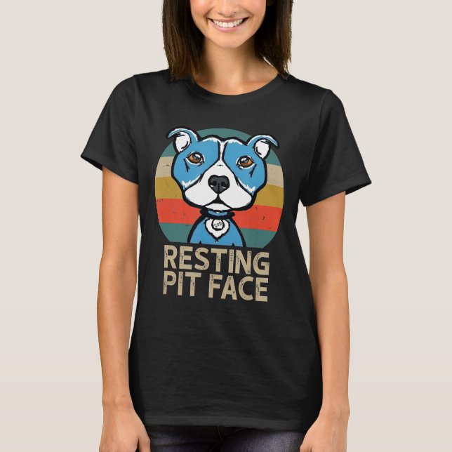 Camiseta Dog Pitbull Resting Pit Face Retro Vintage (Anverso)