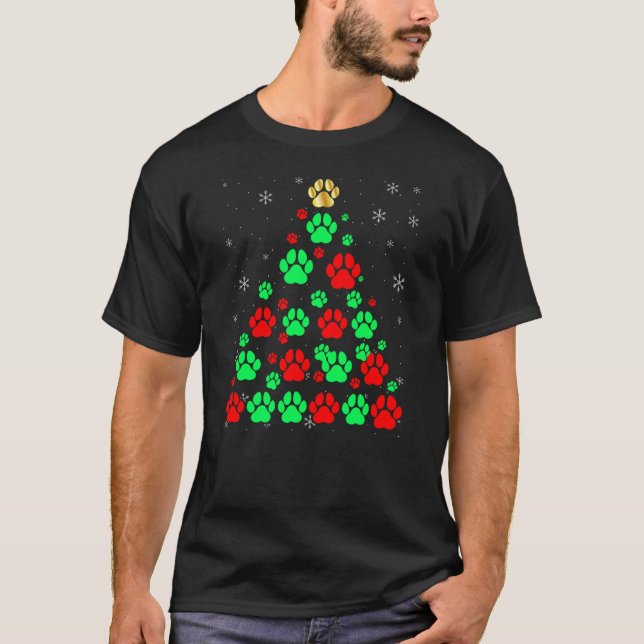 Camiseta Dog Print Christmas Tree Funny Dog Lovers Christma (Anverso)