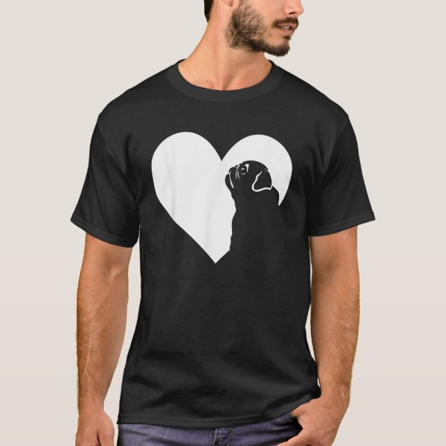 Camiseta Dog Pug Heart Silhouette Pug  for Men Women Girls  (Anverso)