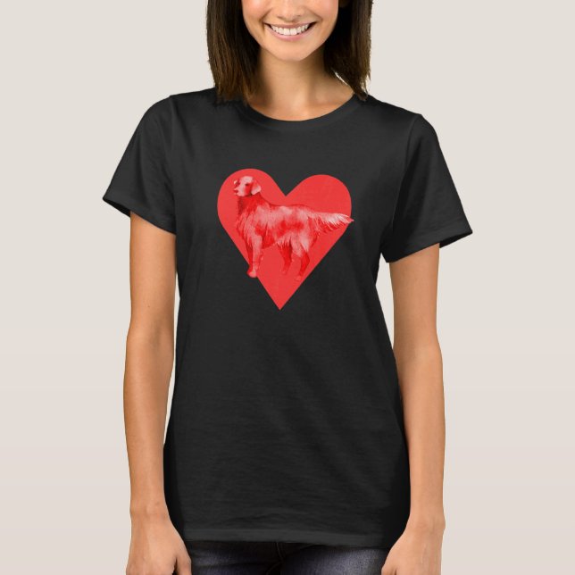 Camiseta Dog Red Heart Flat Coated Retriever (Anverso)