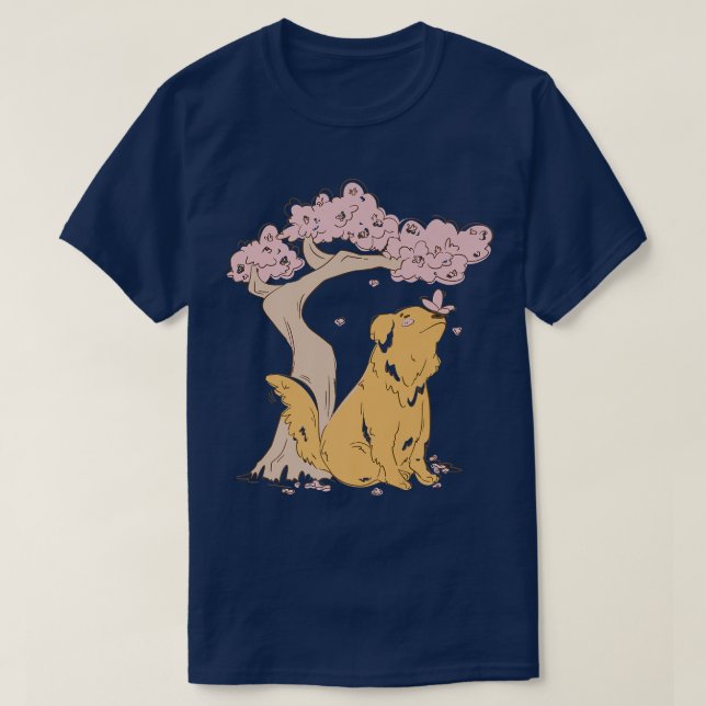 Camiseta Dog Sakura Cherry Blossom Flower Kawaii Japanese A (Diseño del anverso)