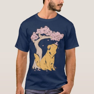 Camiseta Dog Sakura Cherry Blossom Flower Kawaii Japanese A