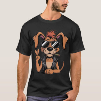 CAMISETA DOG THROWING PEACE SIGN