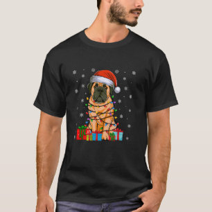 Camiseta Dog Ugly Xmas alumbra Santa Hat English Mastiff Do