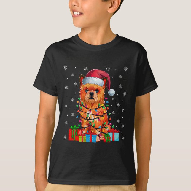 Camiseta Dog Ugly Xmas Luces Santa Hat Brussels Griffon Ch (Anverso)