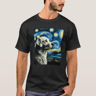 Camiseta Dog Under Starry Night Sky Art Graphic Birthday Ch