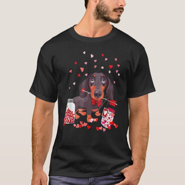Camiseta Dog Valentine Cute Dachshund Valentine's Day (Anverso)
