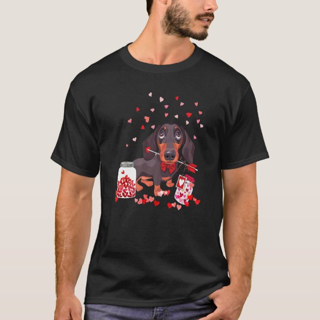 Camiseta Dog Valentine Cute Dachshund Valentine's Day  1 (Anverso)