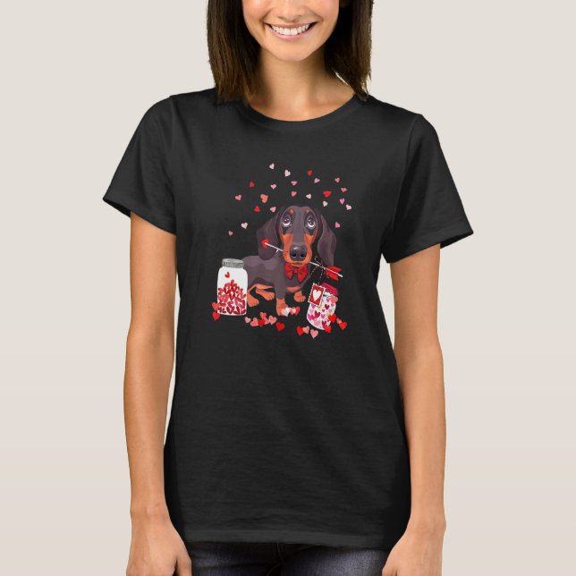 Camiseta Dog Valentine Cute Dachshund Valentine's Day  1 (Anverso)