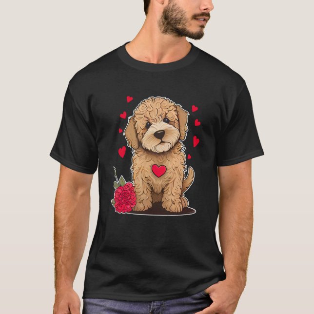 Camiseta Dog Valentine Cute Golden Doodle Valentine's Day (Anverso)