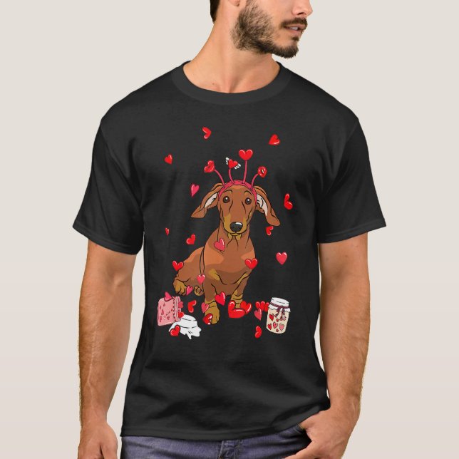 Camiseta Dog Valentine Gift Cute Dachshund Valentine's Day (Anverso)