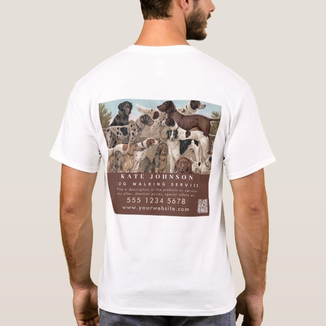 Camiseta Dog Walker Mascota Sitting Animal Care Profesional (Reverso)