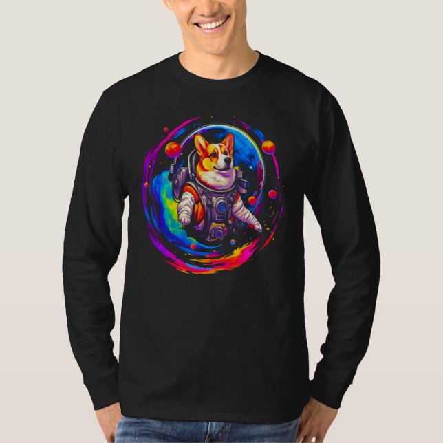 Camiseta Dog Welsh Corgi Astronaut Space (Anverso)