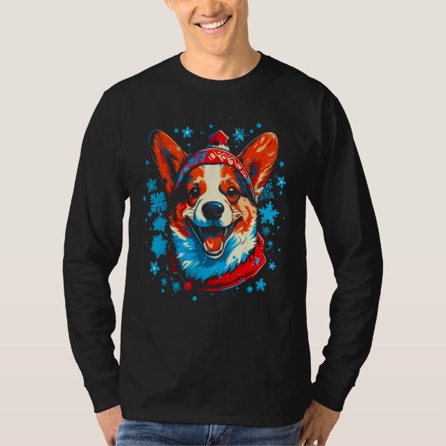 Camiseta Dog Welsh Corgi Christmas Santa Hat (Anverso)
