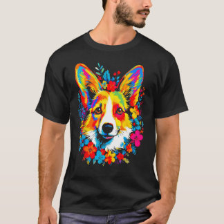 Camiseta Dog Welsh Corgi Flores Paz