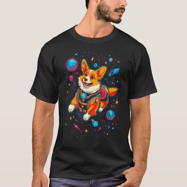 Camiseta Dog Welsh Corgi Planet Space (Anverso)