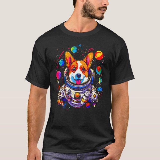Camiseta Dog Welsh Corgi Planet Space Astronaut (Anverso)