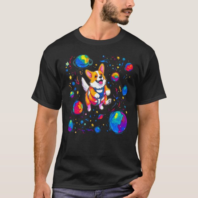Camiseta Dog Welsh Corgi Space (Anverso)