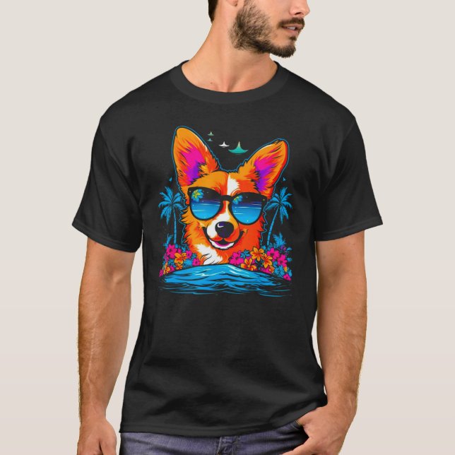 Camiseta Dog Welsh Corgi Summer Vibe (Anverso)