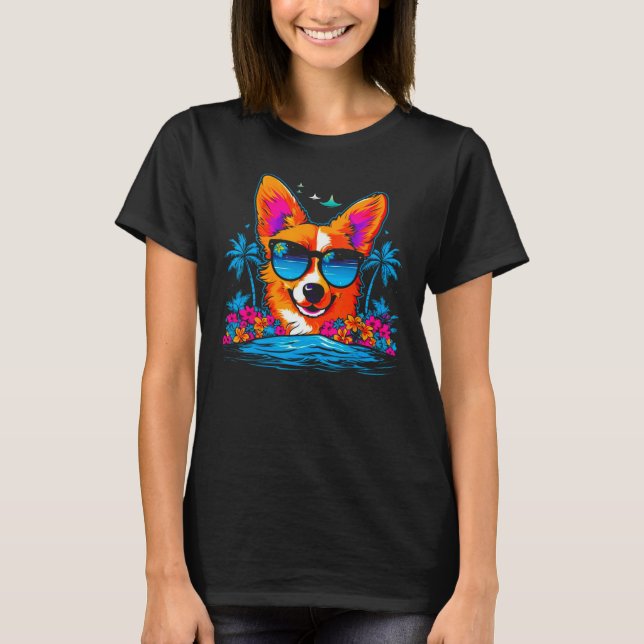 Camiseta Dog Welsh Corgi Summer Vibe (Anverso)