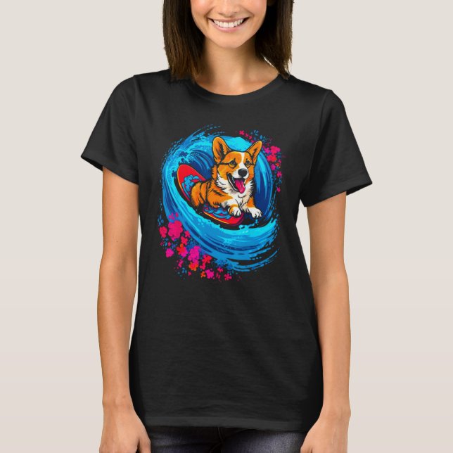 Camiseta Dog Welsh Corgi Surfer (Anverso)