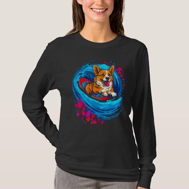 Camiseta Dog Welsh Corgi Surfer (Anverso)