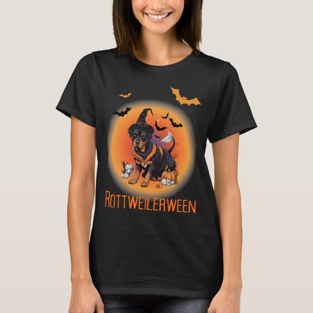 Camiseta Dog Witch Rottweiller Halloween (Anverso)