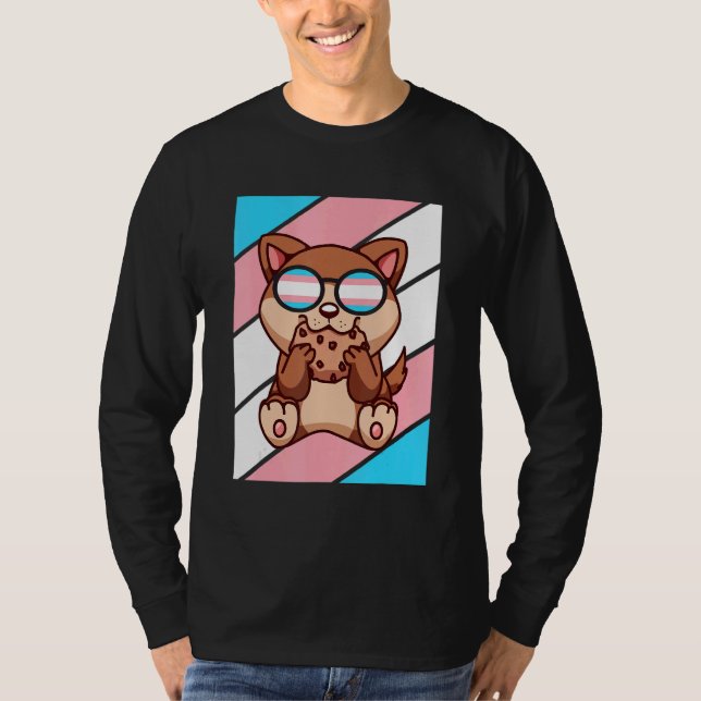 Camiseta Dog With Pride Transgender Flag LGBTQ Proud Ally P (Anverso)