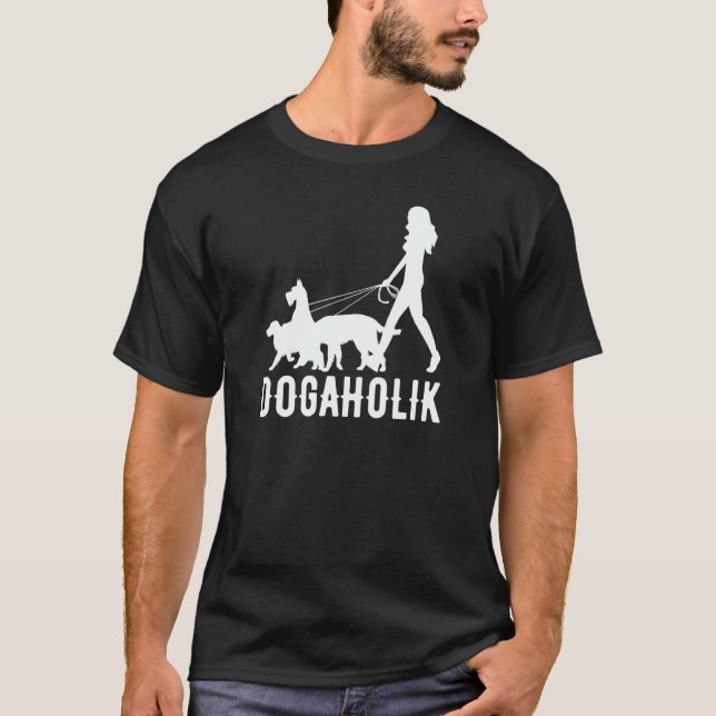 Camiseta Dogaholic  Walking With Dog Costume (Anverso)