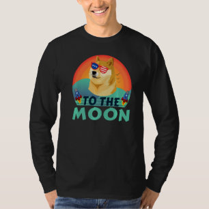 Camiseta Doge De Dogecoína Mantenida En La Luna Crypto Meme