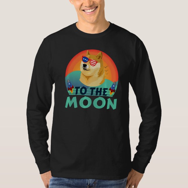 Camiseta Doge De Dogecoína Mantenida En La Luna Crypto Meme (Anverso)