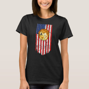 Camiseta Dogecoin Doge Criptocurrency American Flag Grunge