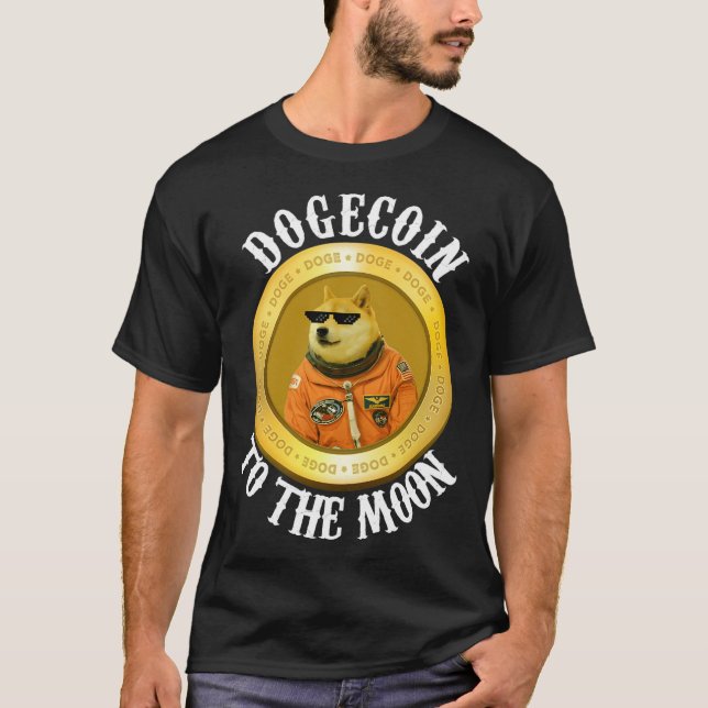 Camiseta Dogecoin Guay Meme De Astronauta De La Luna Mascul (Anverso)