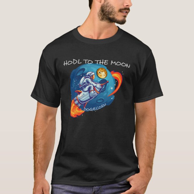 Camiseta Dogecoin HODL To The Moon Crypto Rocket Cryptocurr (Anverso)