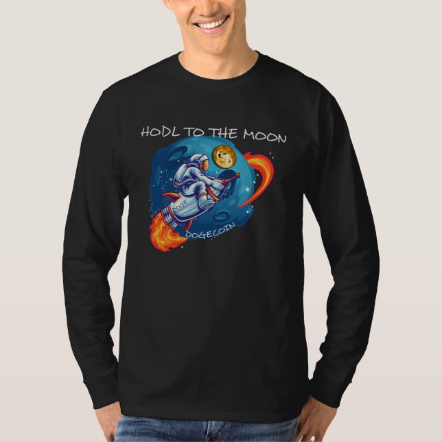 Camiseta Dogecoin HODL To The Moon Crypto Rocket Cryptocurr (Anverso)