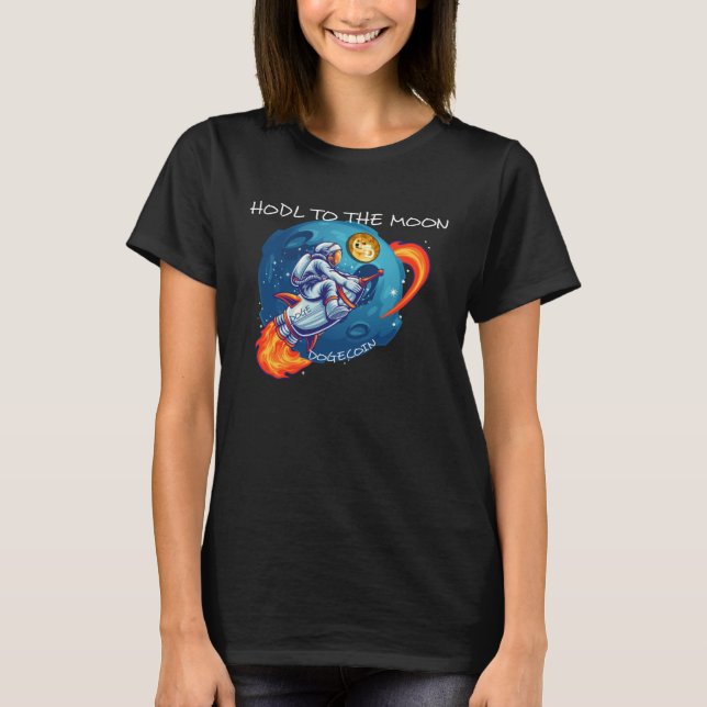 Camiseta Dogecoin HODL To The Moon Crypto Rocket Cryptocurr (Anverso)