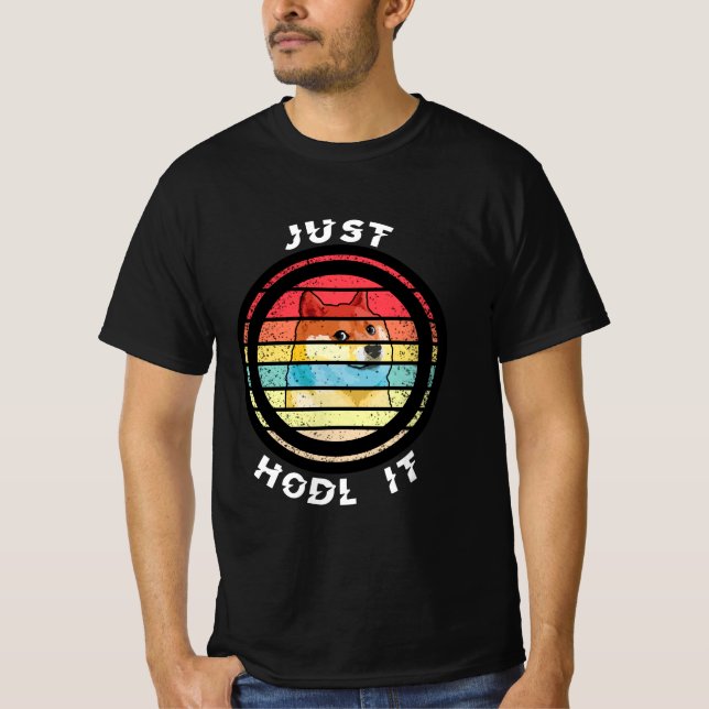 Camiseta Dogecoin Just Hodl It Retro Design (Anverso)