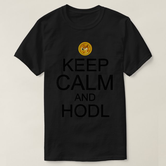 Camiseta Dogecoin Mantener La Calma Y El Dato Gracioso Meme (Diseño del anverso)