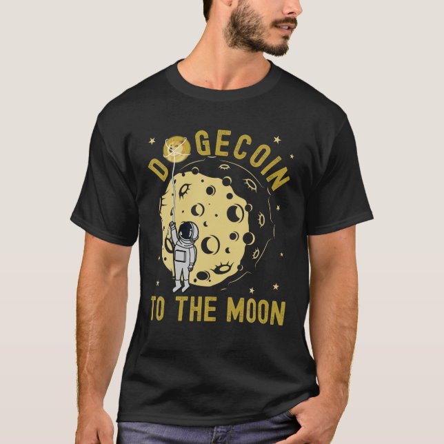 Camiseta Dogecoína A La Luna - Cripto C Del Espacio De Glob (Anverso)