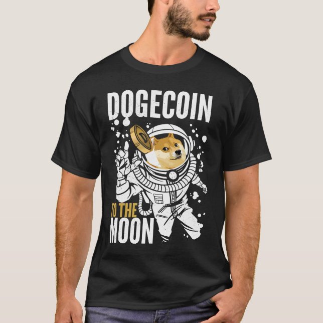Camiseta Dogecoína Al Doge Shiba Del Astronauta De La Luna (Anverso)