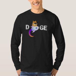 Camiseta Dogecoína Al Meme De Cripto De La Luna Con Gafas Y