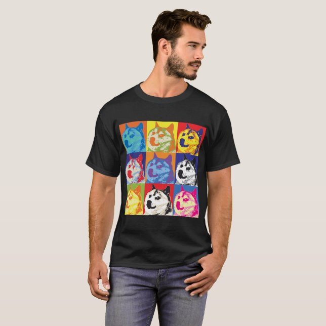Camiseta Dogecoína de arte pop (Anverso completo)