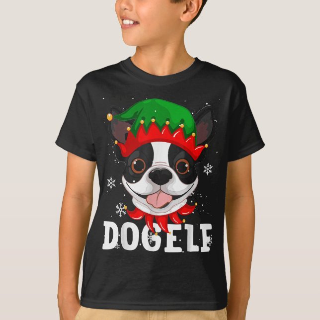 Camiseta Dogeler Boston Terrier Dog Navidades feos y gracio (Anverso)