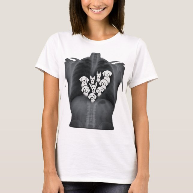 Camiseta Doggie Heart X-Ray - Gracioso diseño de los amante (Anverso)