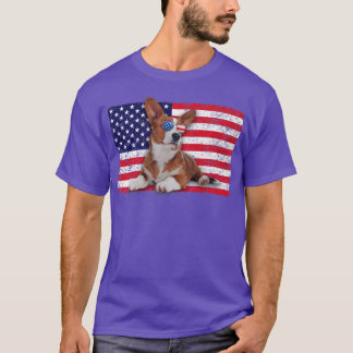 Camiseta Doggie USA Dog Owner USA Lover Corgi USA Flag 