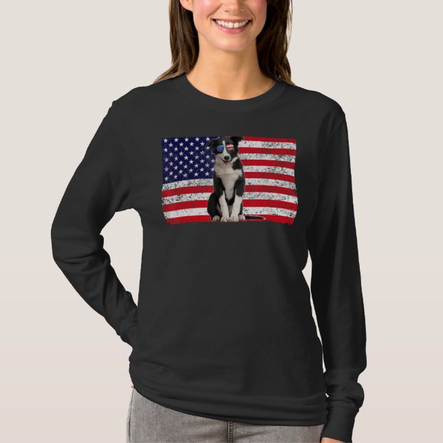 Camiseta Doggie Usa Dueño De Perro Usa Collie Bandera De Ee (Anverso)