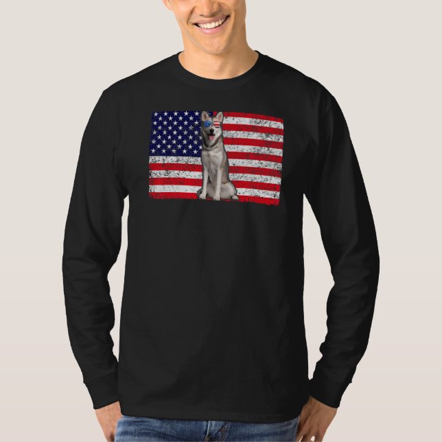 Camiseta Doggie Usa Dueño De Perro Usa Siberian Husky Bande (Anverso)