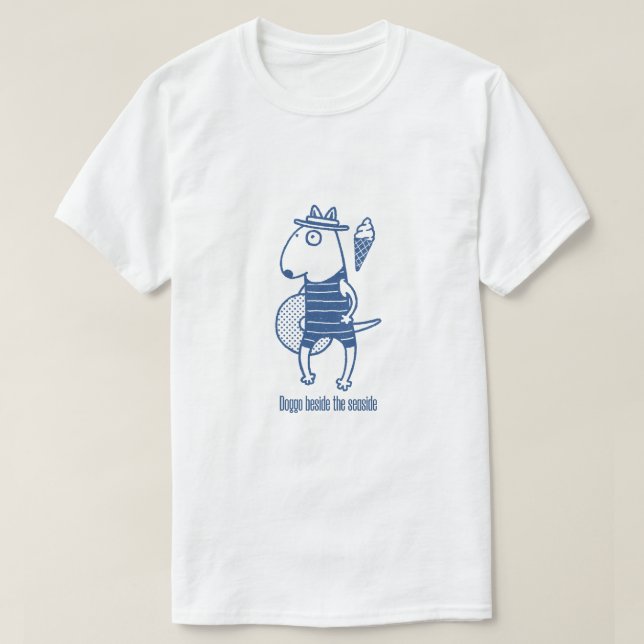 Camiseta Doggo beside the seaside: Blue (Diseño del anverso)