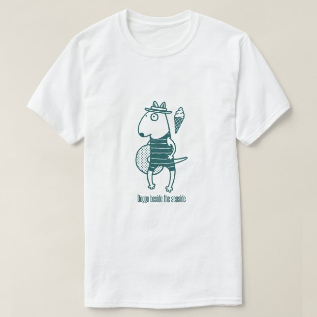 Camiseta Doggo beside the seaside: Green (Diseño del anverso)