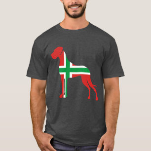 Camiseta Dogo Alemán rojo blanco verde